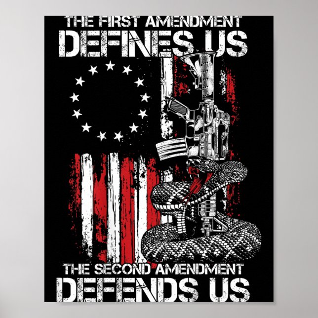 The First Amendment Defines Aamerican Flag On Back Poster (Front)