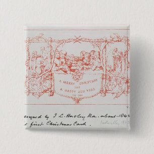The first Christmas card, by J.C.Horsley, 1843 15 Cm Square Badge