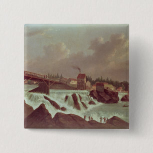 The first cotton mill in America 15 Cm Square Badge