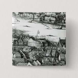 The First Globe Theatre or Rose Theatre 15 Cm Square Badge