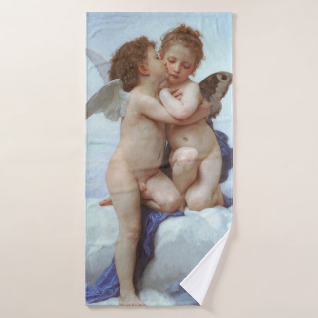 The First Kiss, Amor and Psyche, Bouguereau Bath Towel (Bath Towel)