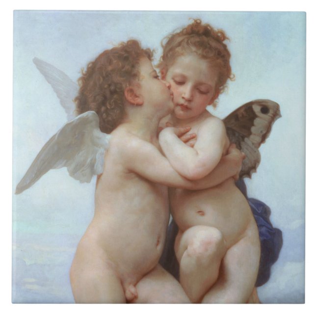 The First Kiss, Amor and Psyche, Bouguereau Tile (Front)