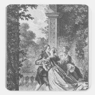 The first kiss of love square sticker