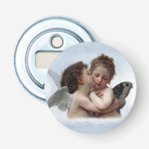 The First Kiss painting by William Bouguereau Bottle Opener