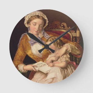 The First Lesson, pub. by Baxter, 1855 (print) Round Clock