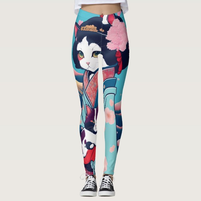 The First Love of a Cat ~ Japanese Style kawaii Cu Leggings (Front)
