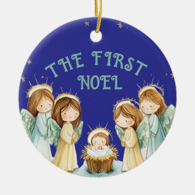 The First Noel Angels Ceramic Tree Decoration (Front)
