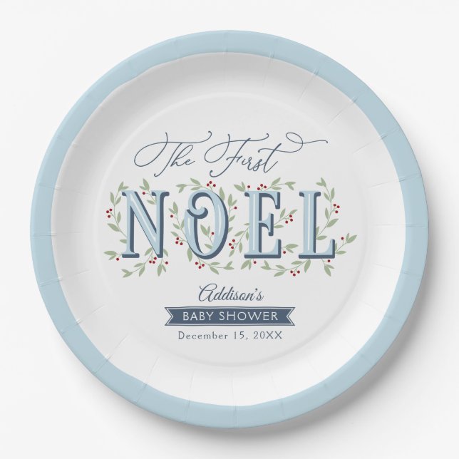 The First Noel Christmas Baby Shower Paper Plate (Front)