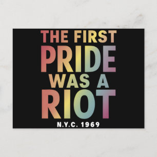 The First Pride Was A Riot LGBT Gay Ally Rainbow Postcard