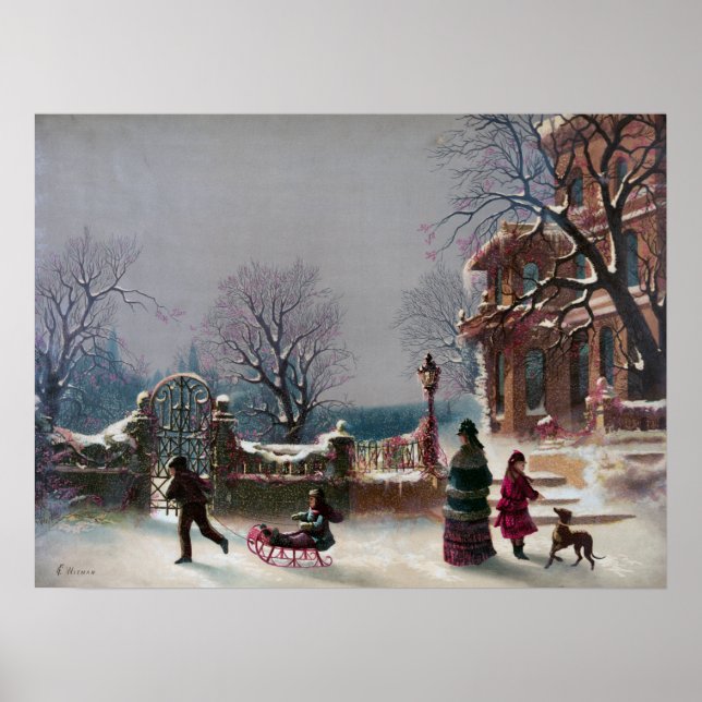 The First Snow Christmas scene Archival print (Front)