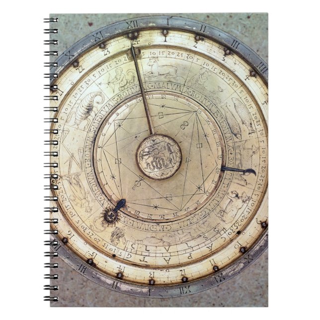The first spring driven clock with fusee, view of spiral notebook (Front)