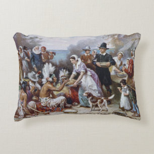 The First Thanksgiving by Jean Ferris c. 1912 Decorative Cushion