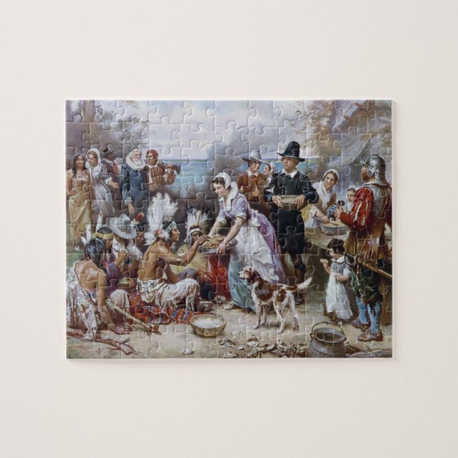 The First Thanksgiving by Jean Ferris c. 1912 Jigsaw Puzzle (Horizontal)