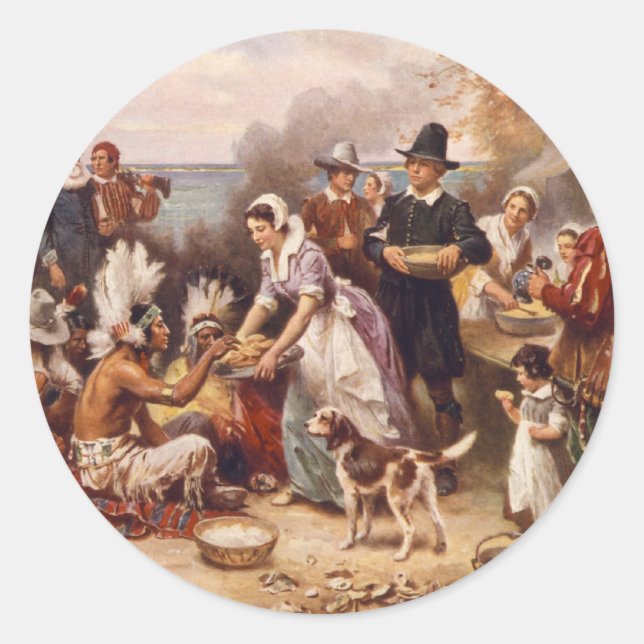 The First Thanksgiving Classic Round Sticker (Front)