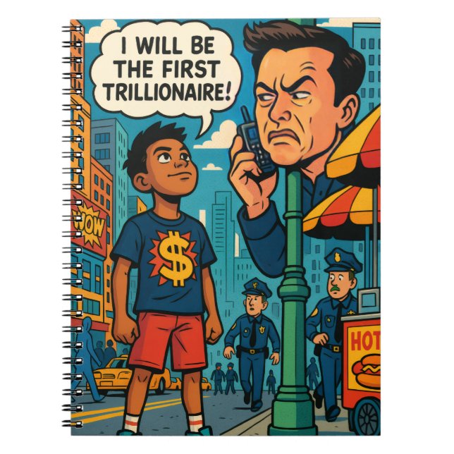 "the First Trillionaire" Comic Art Motivational  Notebook (Front)