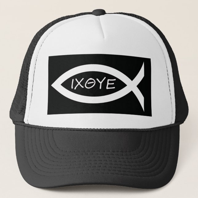 The Fish is white Trucker Hat (Front)