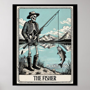 The Fisher Skeleton Tarot Card For Fishing Lovers Poster