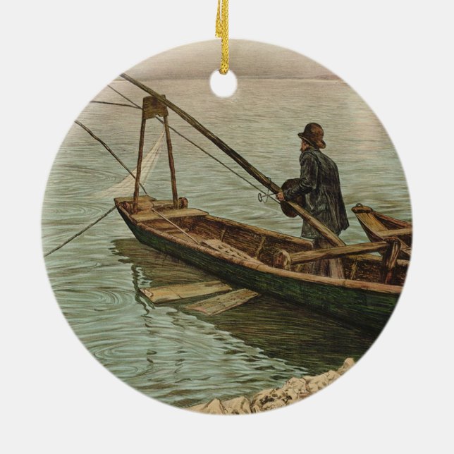 The Fisherman (by Max Kurzweil) Ceramic Tree Decoration (Back)