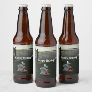 The fisherman​​​​​​​. Happy fishing Beer Bottle Label