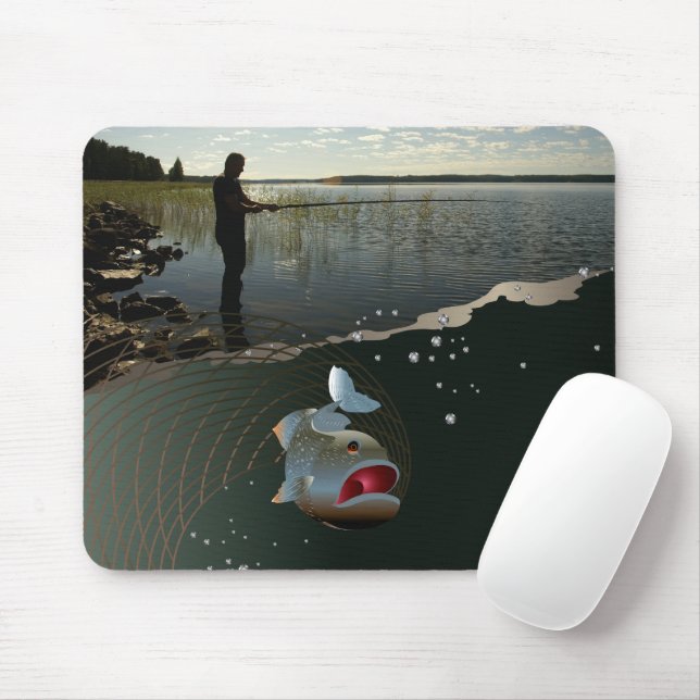 The fisherman​​​​​​​. Happy fishing Mouse Pad (With Mouse)