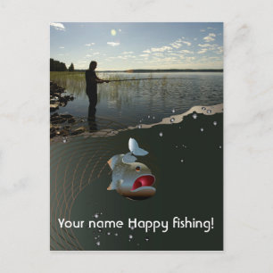 The fisherman​​​​​​​. Happy fishing Postcard