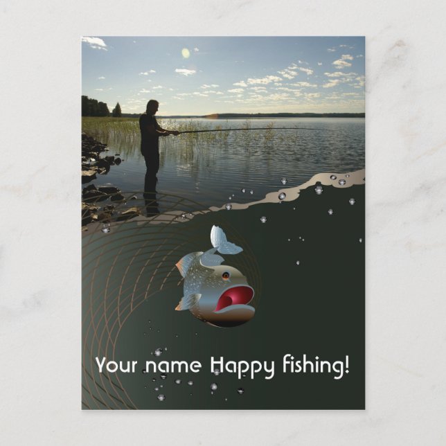 The fisherman​​​​​​​. Happy fishing Postcard (Front)