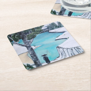The Fisherman Painting by Alfred Fox Square Paper Coaster