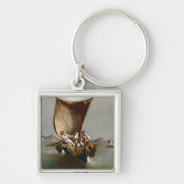 The Fisherman's Family (oil on canvas) Key Ring (Front)