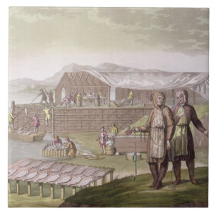 The fishing industry, Newfoundland, from 'Le Costu Tile
