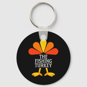 The Fishing Turkey Funny Thanksgiving Matching Fam Key Ring