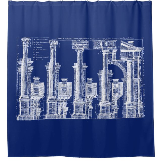 The Five Classes of Architecture, 1725 Shower Curtain (Front)