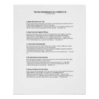 The Five Commitments for a Faithful Life Poster