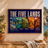 The Five Lands Cinque Terre Italy Illustration