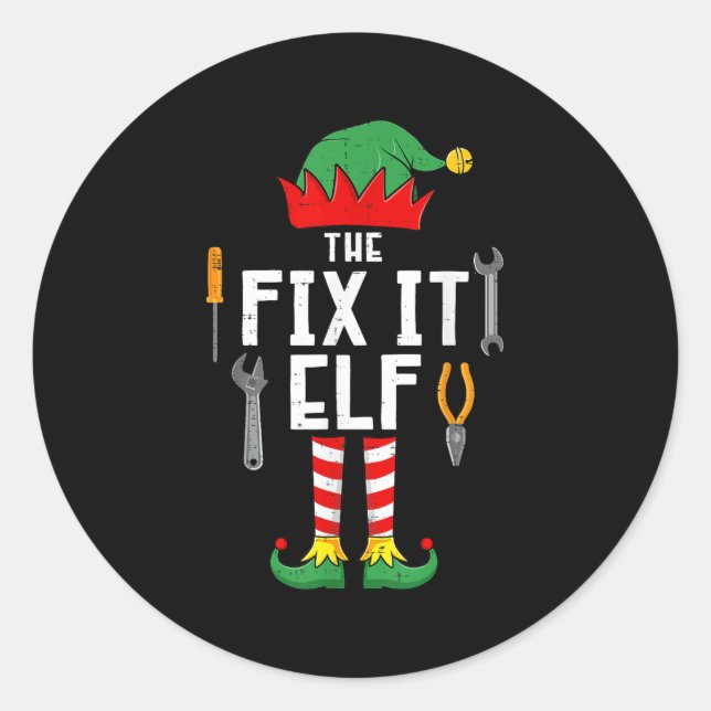 The Fix It Elf Christmas Family Matching Xmas Grou Classic Round Sticker (Front)