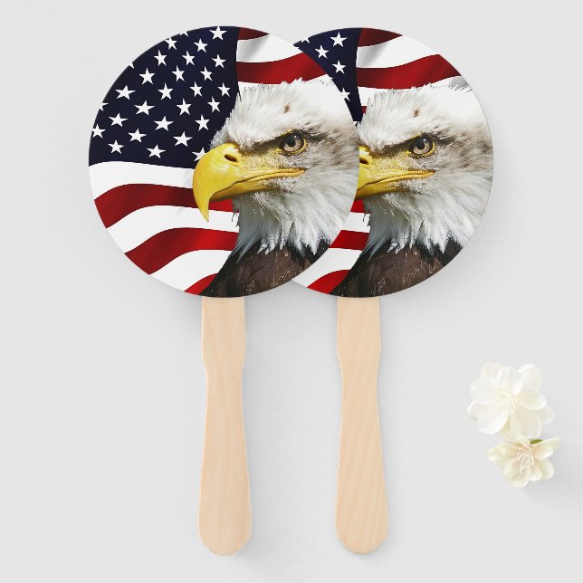 The flag of america with eagle hand fan (Front and Back)