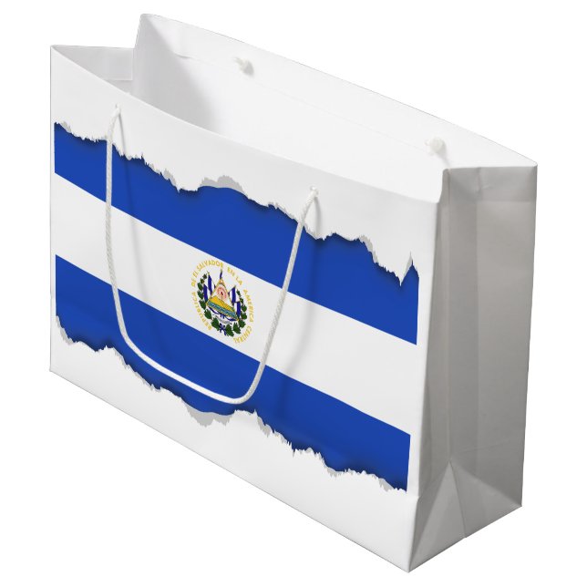 The Flag of El Salvador Large Gift Bag (Front Angled)