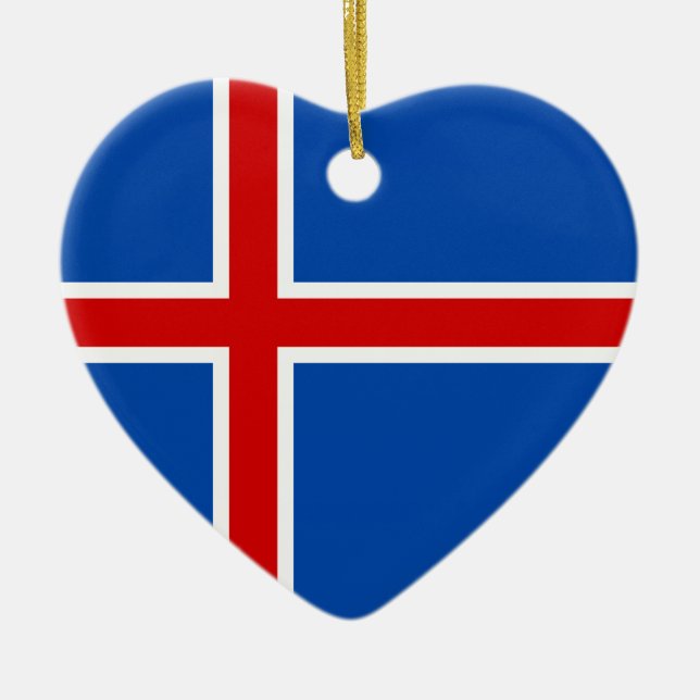 The Flag of Iceland Ceramic Tree Decoration (Front)