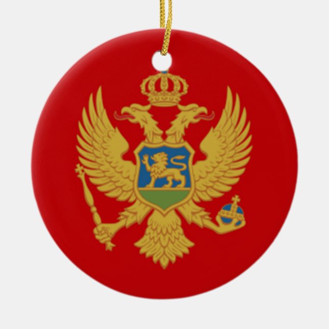 The Flag of Montenegro Ceramic Tree Decoration (Front)