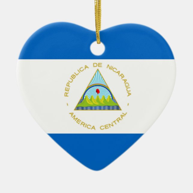 The Flag of Nicaragua - Latin America Ceramic Tree Decoration (Front)