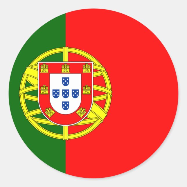 The Flag of Portugal (Bandeira de Portugal) Classic Round Sticker (Front)