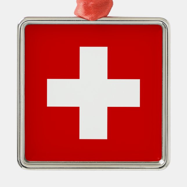 The Flag of Switzerland Metal Tree Decoration (Front)