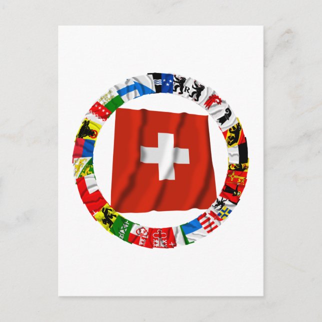 The Flags of the Cantons of Switzerland Postcard (Front)