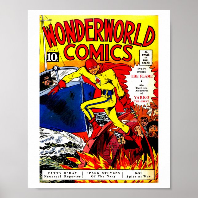 The Flame comic book cover, By Lou Fine  Poster (Front)