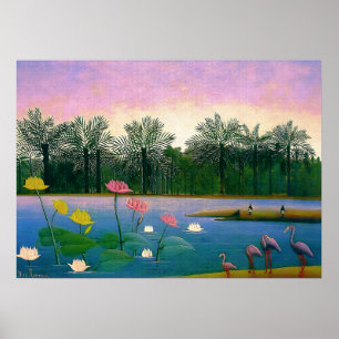 The Flamingos - Henri Rousseau  Purple Poster