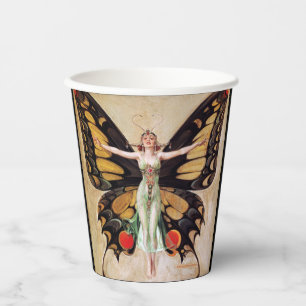 The Flapper Girl's Metamorphosis to Butterfly 1922 Paper Cups