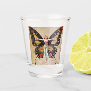 The Flapper Girl's Metamorphosis to Butterfly 1922 Shot Glass
