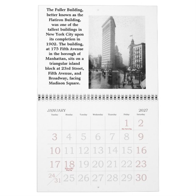 THE FLATIRON BUILDING CALENDAR (Jan 2027)