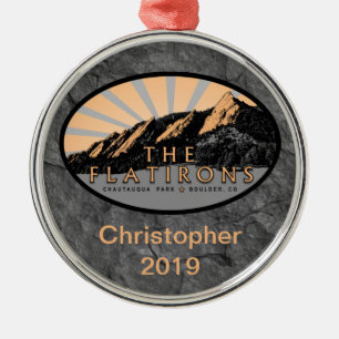 The Flatirons, Chautauqua Park, Boulder Christmas Metal Tree Decoration