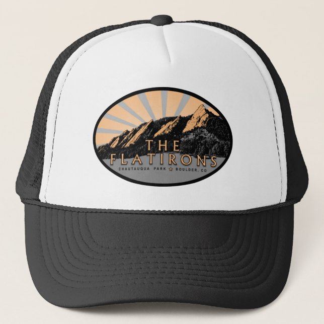 The Flatirons, Chautauqua Park, Boulder Colorado Trucker Hat (Front)