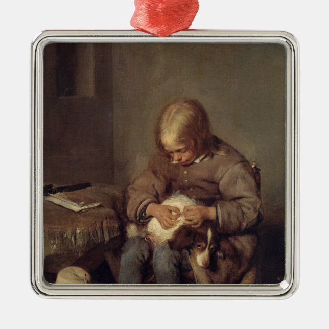 The Flea-Catcher  c.1655 Metal Tree Decoration (Front)